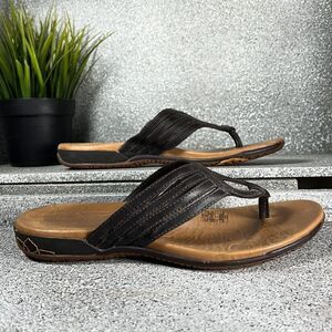 Merrell Mahogany Leather Flip Flops Sandals Shoes Size 6